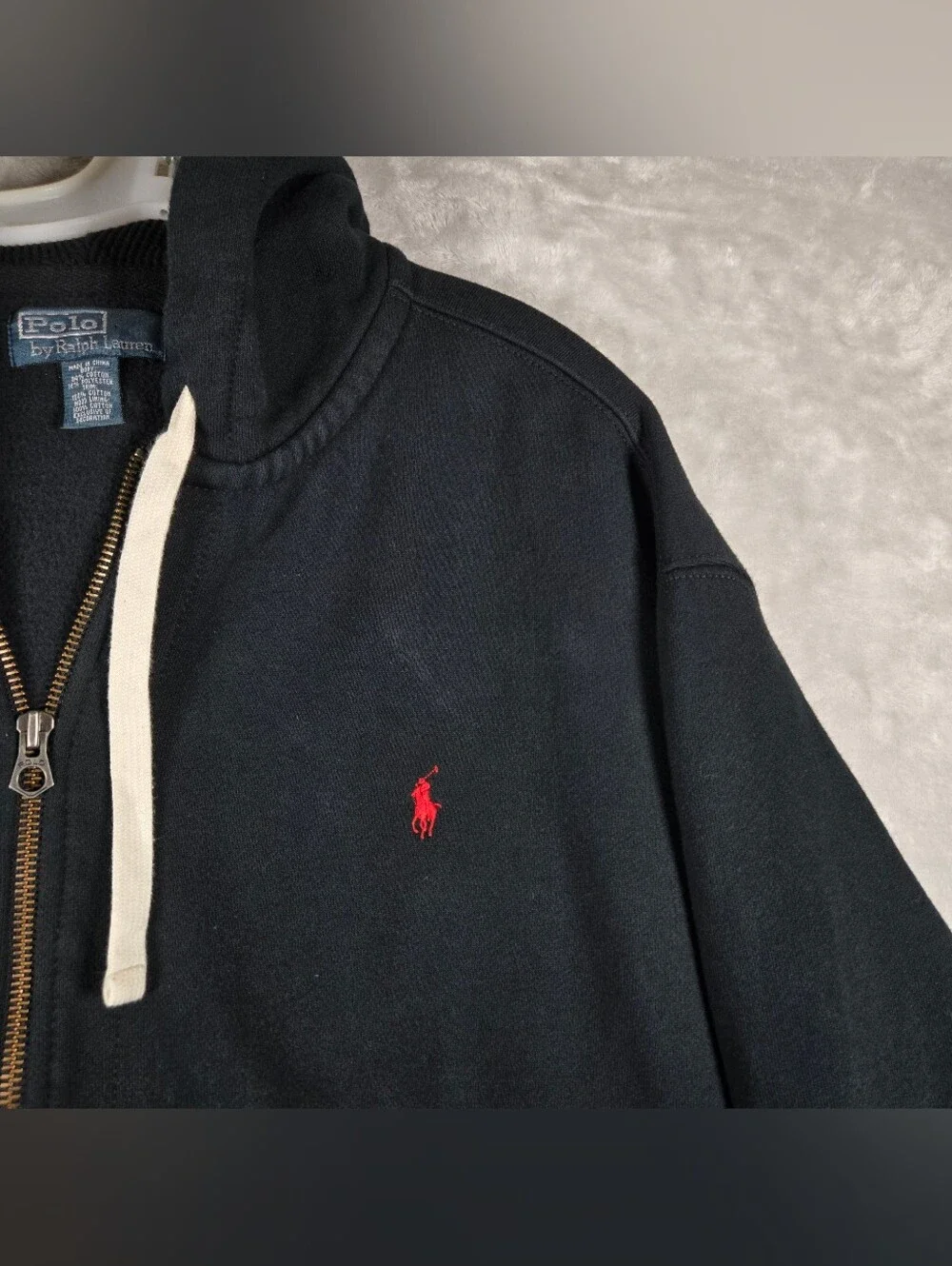 Polo Ralph Lauren Full Zip Fleece Hoodie Mens Size 4XB Black Red Pony Logo